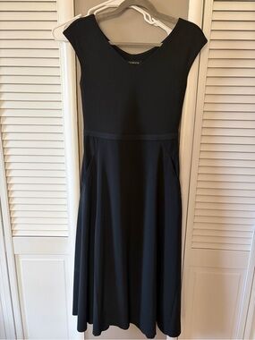 Athleta Black Midi Fit-and-Flare Dress